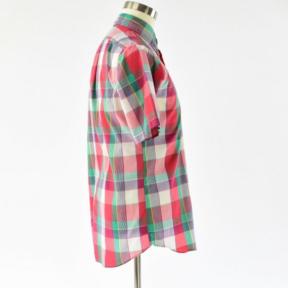 70s Vintage Mens M Plaid Button Front Shirt The F… - image 3