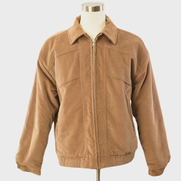 70s Vintage Mens XL Combed Corduroy Western Coat Sherpa Lined Bomber Jacket Work