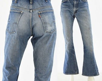 Early 70s Levis High Waist Flare Leg Stone Wash Jeans Sizes 0 2 6