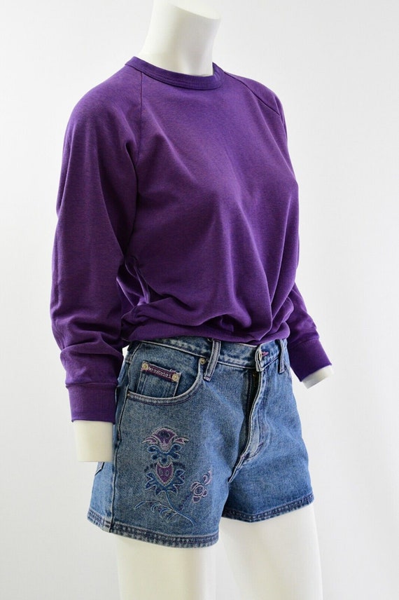 80s Womens 6 Embroidered Shorts Set Denim Shorts … - image 4