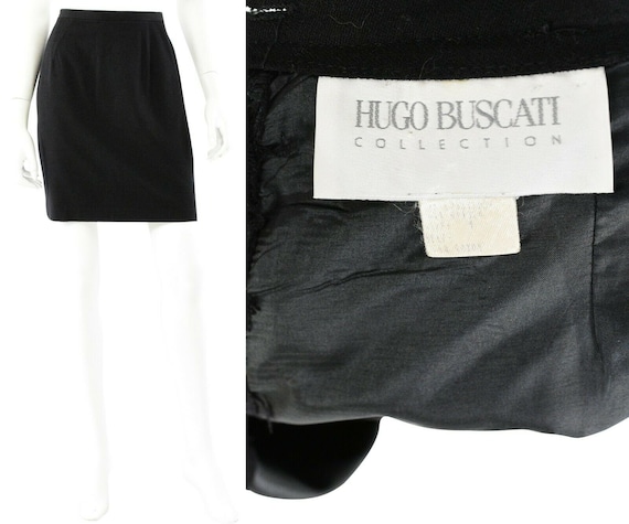 Hugo Buscati Collection Black Wool Pencil Skirt W… - image 1