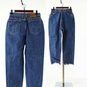 80s Vintage Womens Lee Cropped Jeans High Waist Curvy Fit Size 12