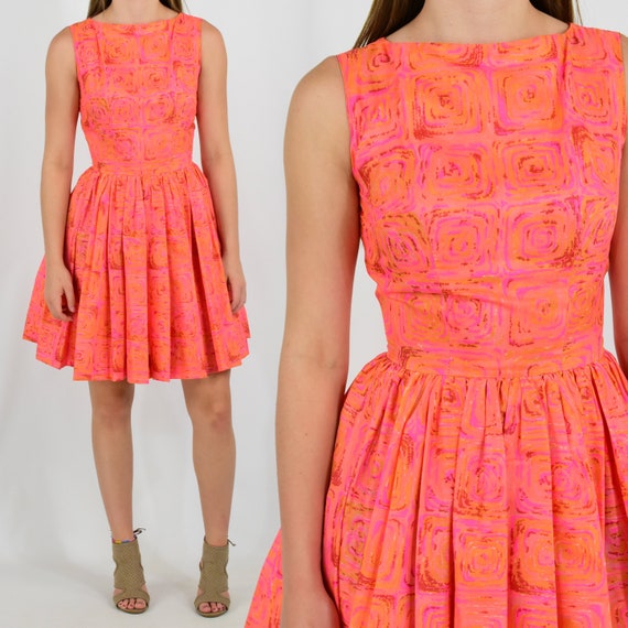 neon fit and flare dress