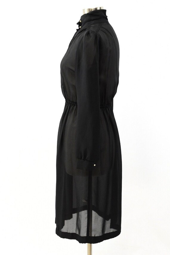 70s Vintage Womens Sheer Black Shirt Dress Mock N… - image 3