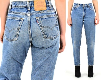 80s Vintage Womens High Waist Levis 550 Jeans Dark Stone Wash 38x32