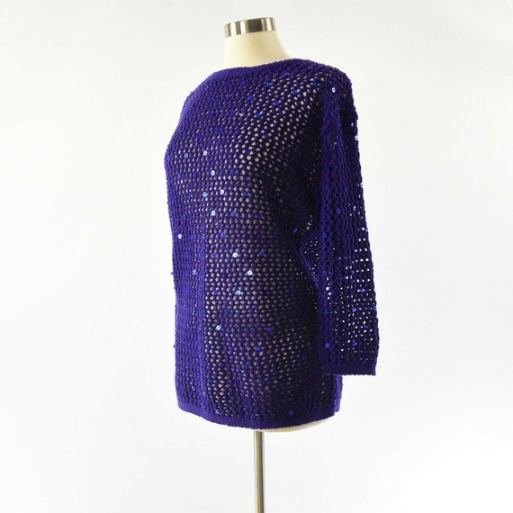 90s Vintage Purple Sequined Tunic Sweater Oversiz… - image 2