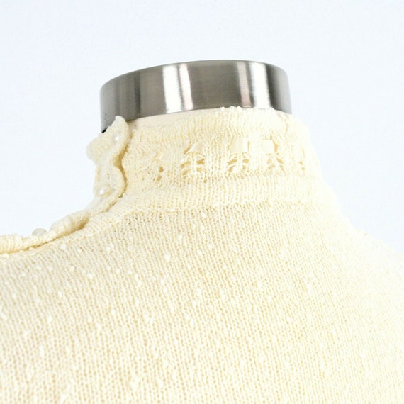 70s Vintage Ivory Mock Neck Sweater Womens XS - image 7