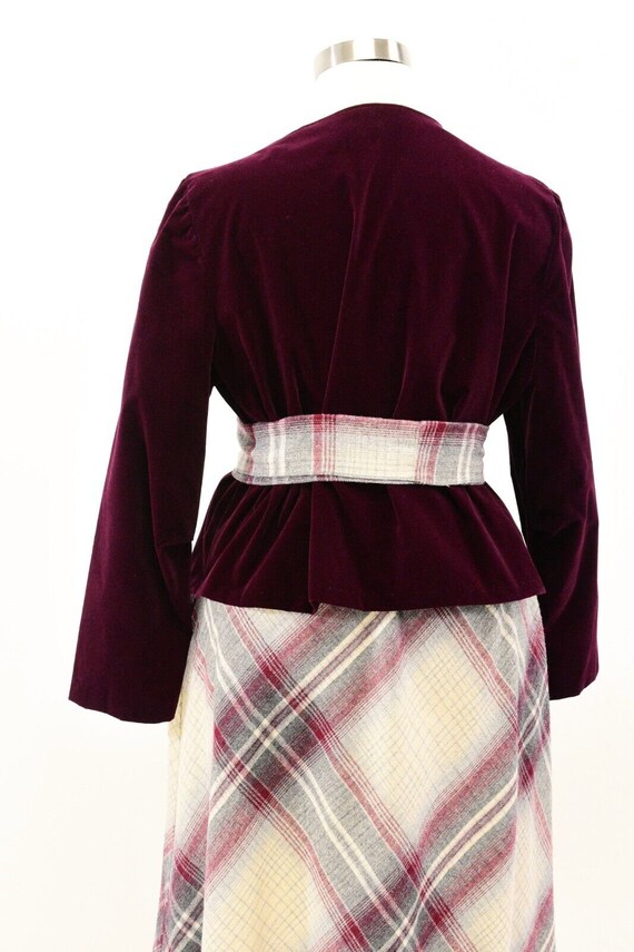 70s Vintage Velvet Skirt Suit Womens 22 Burgundy … - image 6
