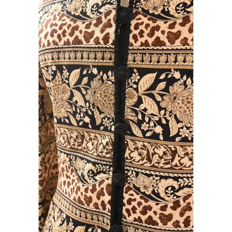 Adrianna Papell Baroque Silk Blazer Womens 8 Vintage Paisley Brown Jacket image 7