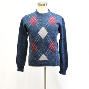 90s Vintage Argyle Print Sweater Mens S Claude Rene&#39;