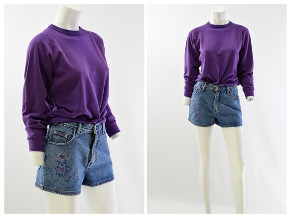 80s Womens 6 Embroidered Shorts Set Denim Shorts … - image 1