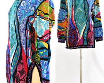 90s Vintage Coogi Style Sweater Bold Textured Multi-Color Womens S/M