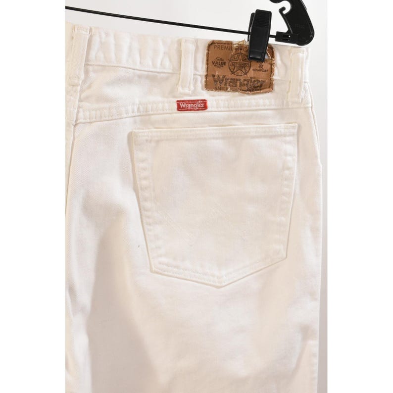 70s Vintage Wrangler White Jeans Mens 38x30 USA Made Western Cowboy Denim Bild 5