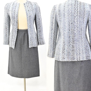 80s Vintage Boucle Wool Skirt Suit Womens 10 Open Front Blazer Pendleton