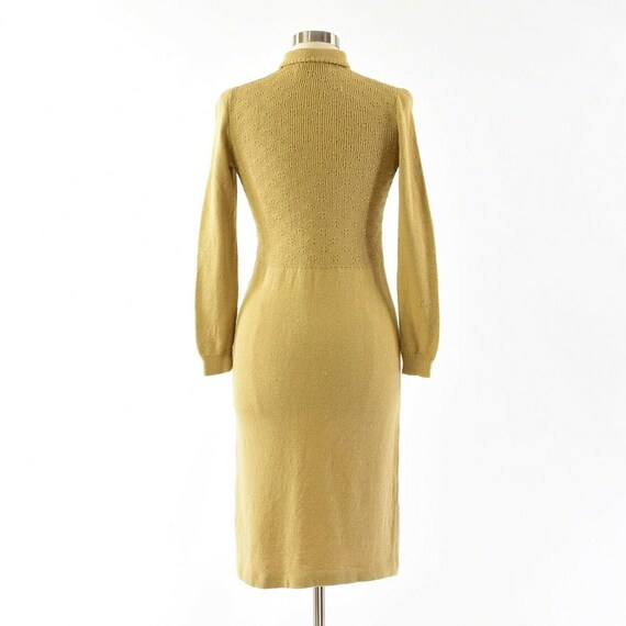 60s Vintage Gold Knit Shirt Dress Womens S Dana H… - image 5