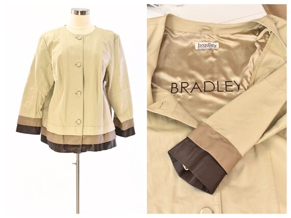 Womens 26W Bradley Bayou Tri-Colored Leather Coat… - image 1