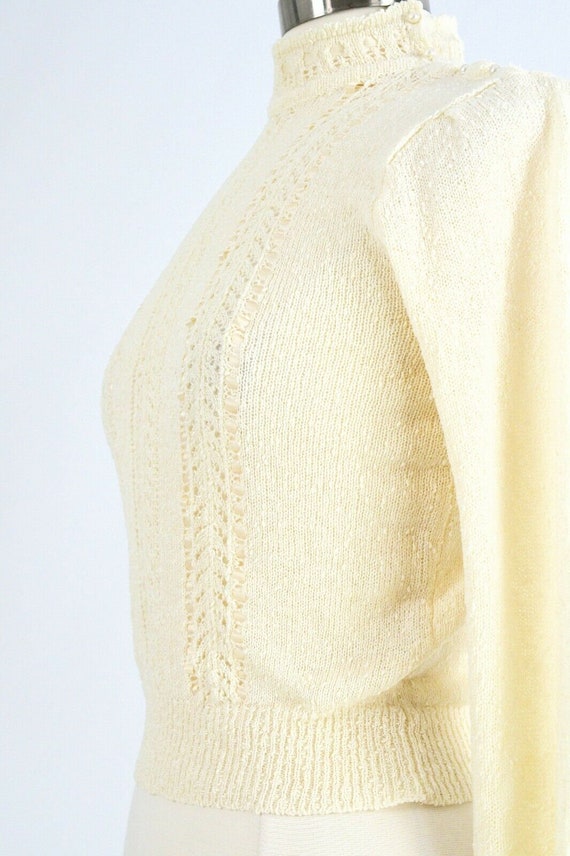 70s Vintage Ivory Mock Neck Sweater Womens XS - image 8