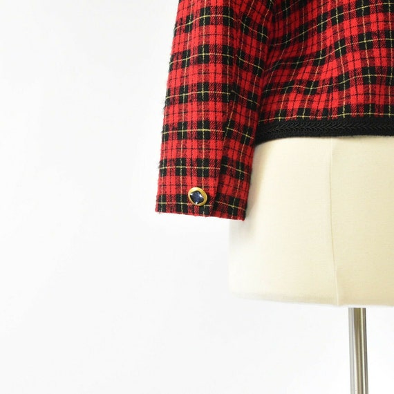 90s Vintage Pendleton Plaid Piped Blazer Womens 8… - image 7