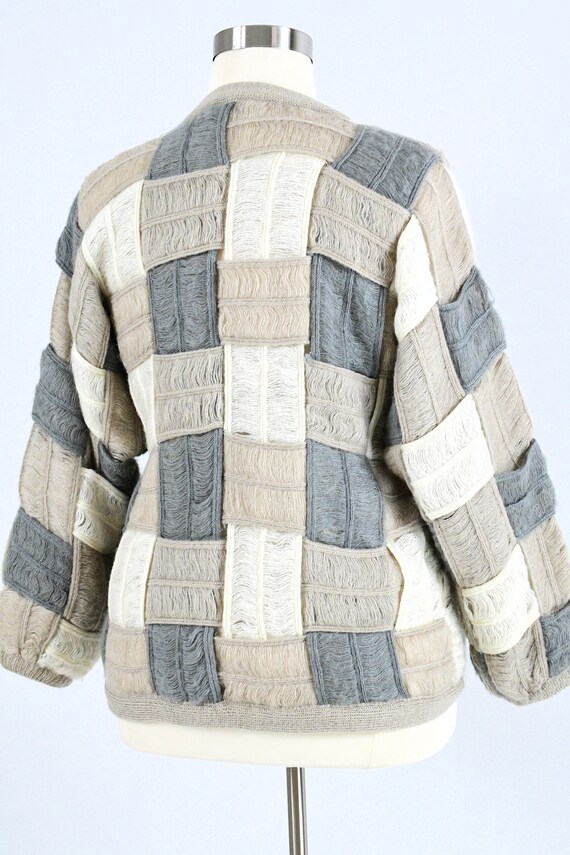 80s Vintage Womens M Unique Weaved Oversized Swea… - image 7