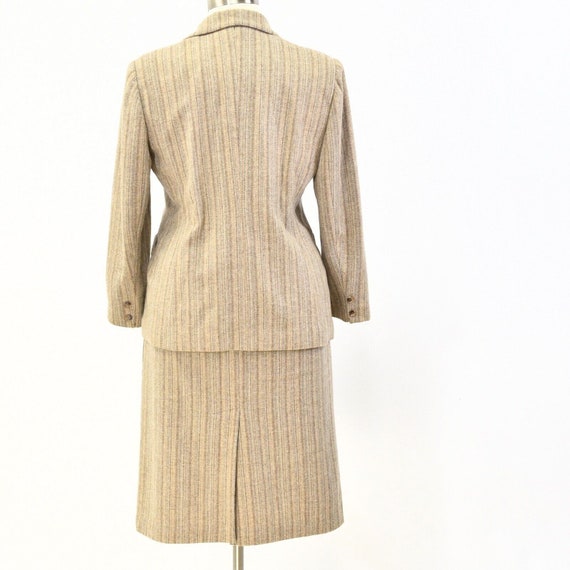 70s Vintage Striped Wool Skirt Suit Womens L Blue… - image 6