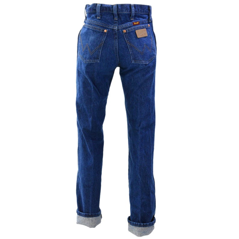 70s Vintage Wrangler Jeans Blue Wash Straight Leg Womens M 8 10 34L Western Boho Tall Long Jeans image 2