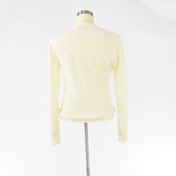 70s Vintage Mens S IZOD Sweater White V Neck - image 4