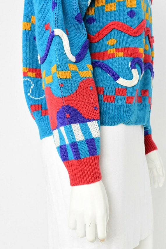 90s vintage novelty sweater geometric artsy color… - image 4