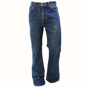 90s Vintage Levis 517 Orange Tab Jeans Mens 38x32 Flare Dark Wash High Rise USA Made Western Style Flare Disco Jeans