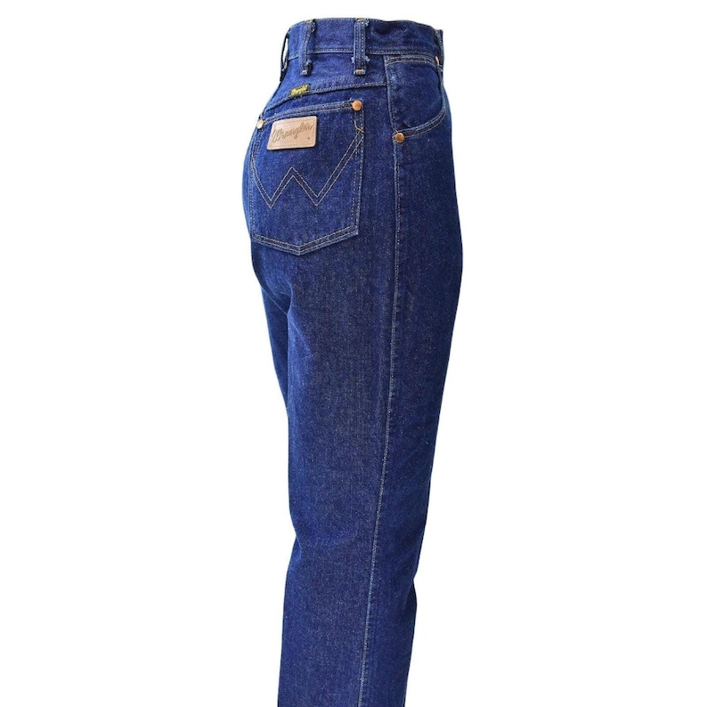 70s Vintage Wrangler Jeans Blue Wash High Waist Straight Leg Women 2 Rigid Denim image 5