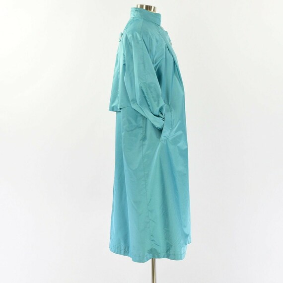90s Vintage Womens 12P Turquoise Blue Rain Coat P… - image 3