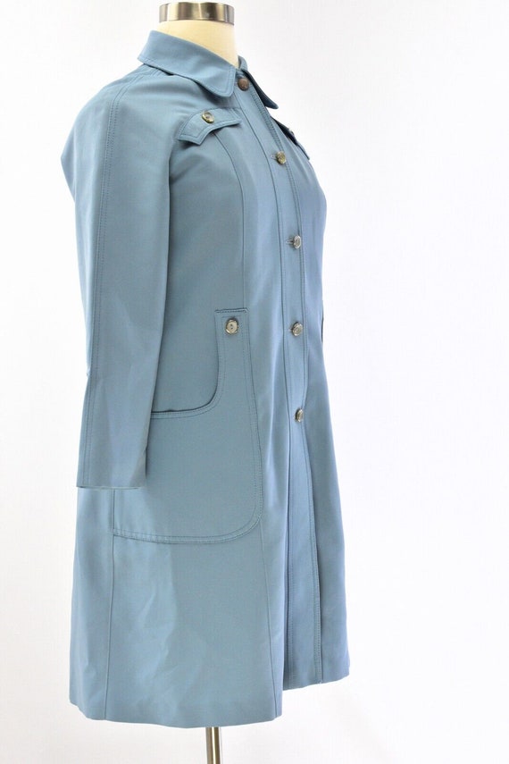 70s Vintage Dusty Blue Flap Pocket Rain Jacket Wo… - image 5