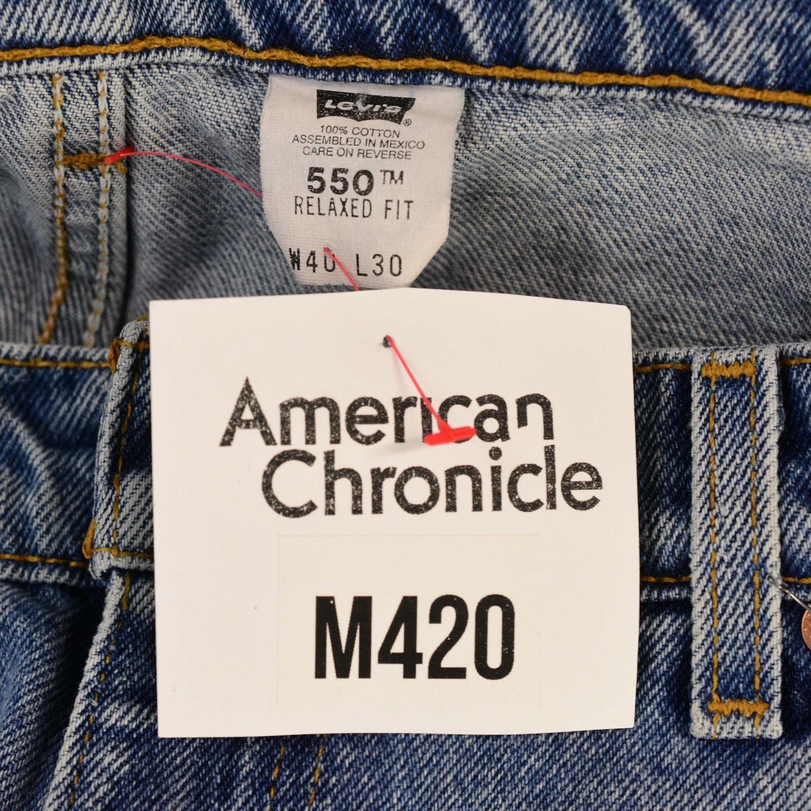 90s Vintage Levis 550 Medium Stone Wash Jeans Mens 40x30 Tapered 