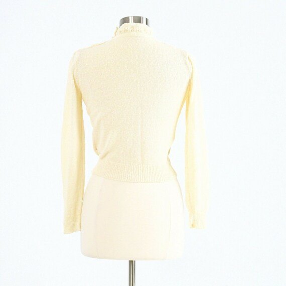 70s Vintage Ivory Mock Neck Sweater Womens XS - image 5