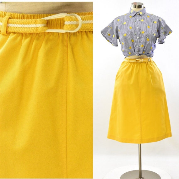 80s Vintage Bright Yellow Skirt Womens M Koret