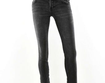 Y2K Vintage Free People Jeans Womens 26 XS Black Button Fly Low Rise Denim