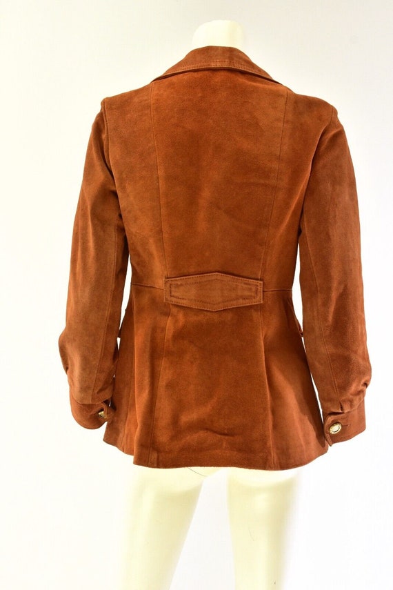 70s Vintage Burnt Orange Suede Leather Coat Women… - image 7