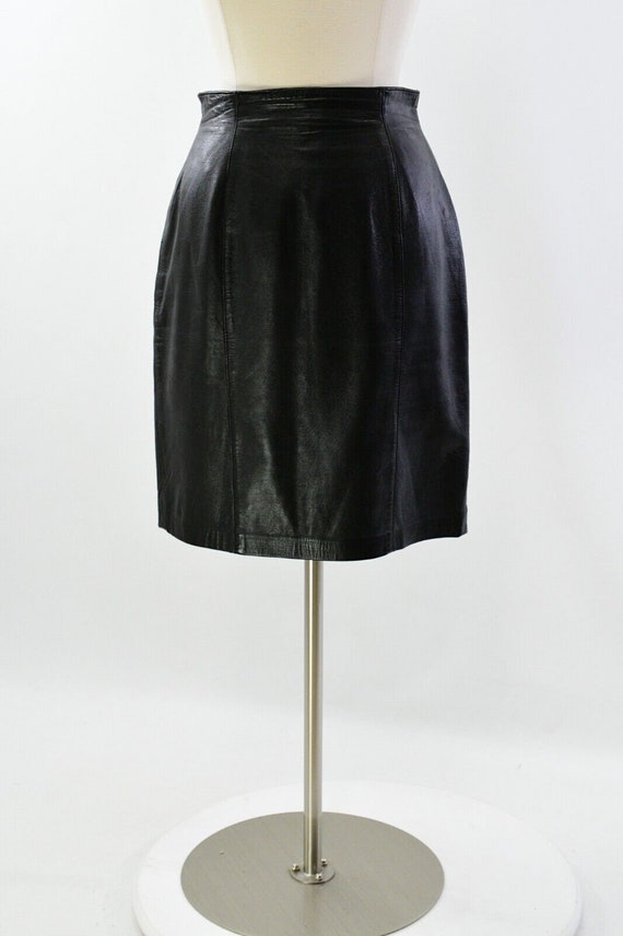 90s Vintage Lamb Leather Skirt Evan Davies Size 8… - image 2