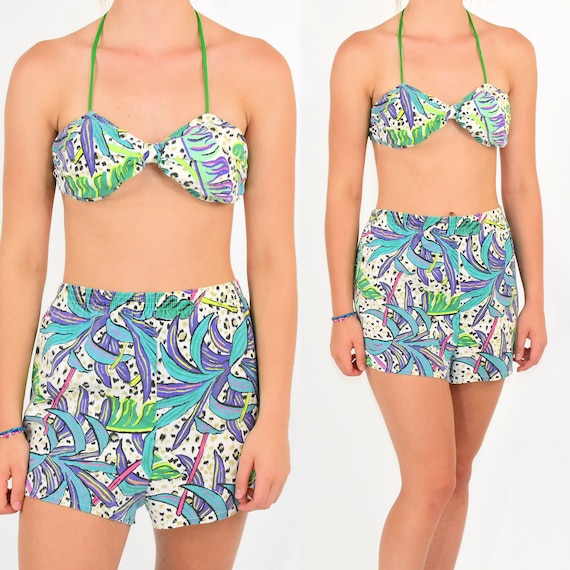 80s Vintage Gitano High Waist Bikini Geometric Tro