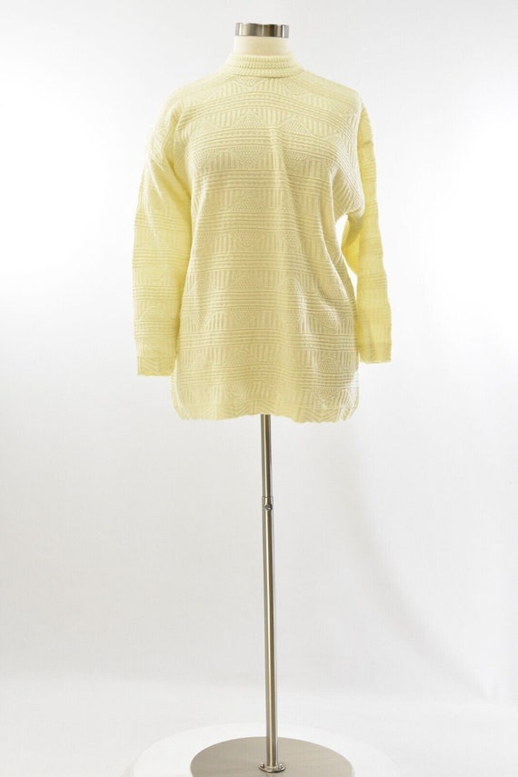 90s Deadstock Mock Neck Textured Ivory Tunic Sweat