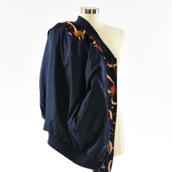 90s Vintage Womens L Or 12 Nautical Print Bomber … - image 5