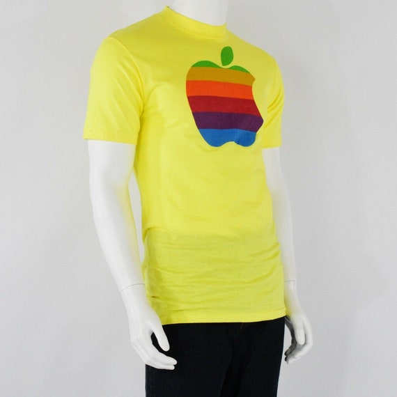 1980s vintage apple rainbow t shirt super soft! d… - image 5