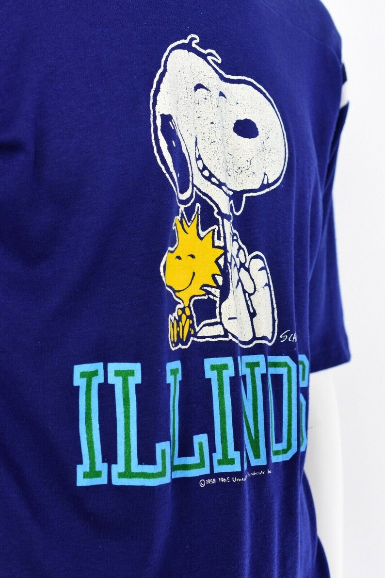 70s vintage Peanuts t shirt Woodstock /& Snoopy Illinois Mens M Artex