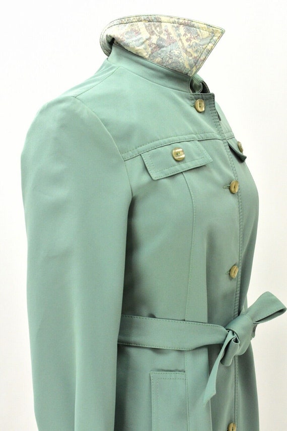 70s Vintage Sage Green Rain Coat Unique Lining Wo… - image 8