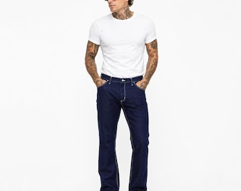 70s Vintage Wrangler Slim Bootcut Jeans Mens 40x33 White Topstitch Minimalist