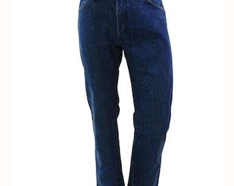 90s Vintage Wrangler Dark Wash Cotton Straight Leg Jeans Mens 32 Cowboy Western
