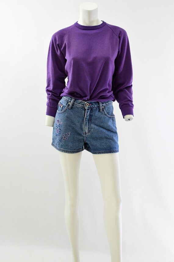 80s Womens 6 Embroidered Shorts Set Denim Shorts … - image 2