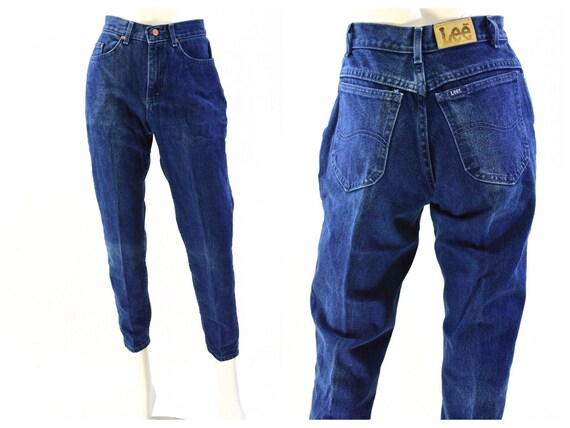 90s Vintage Lee Jeans Womens 7P Dark Wash High Wa… - image 1