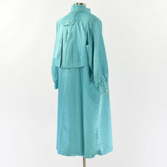 90s Vintage Womens 12P Turquoise Blue Rain Coat P… - image 4