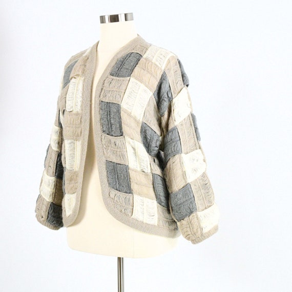 80s Vintage Womens M Unique Weaved Oversized Swea… - image 2