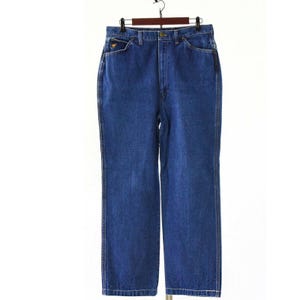 Pantalones vaqueros Wrangler vintage de los años 70 para mujer, talla L, cintura alta, pierna recta, estilo western, vaqueros de trabajo, fabricados en EE. UU., estilo vaquero ranchero, color azul. imagen 2